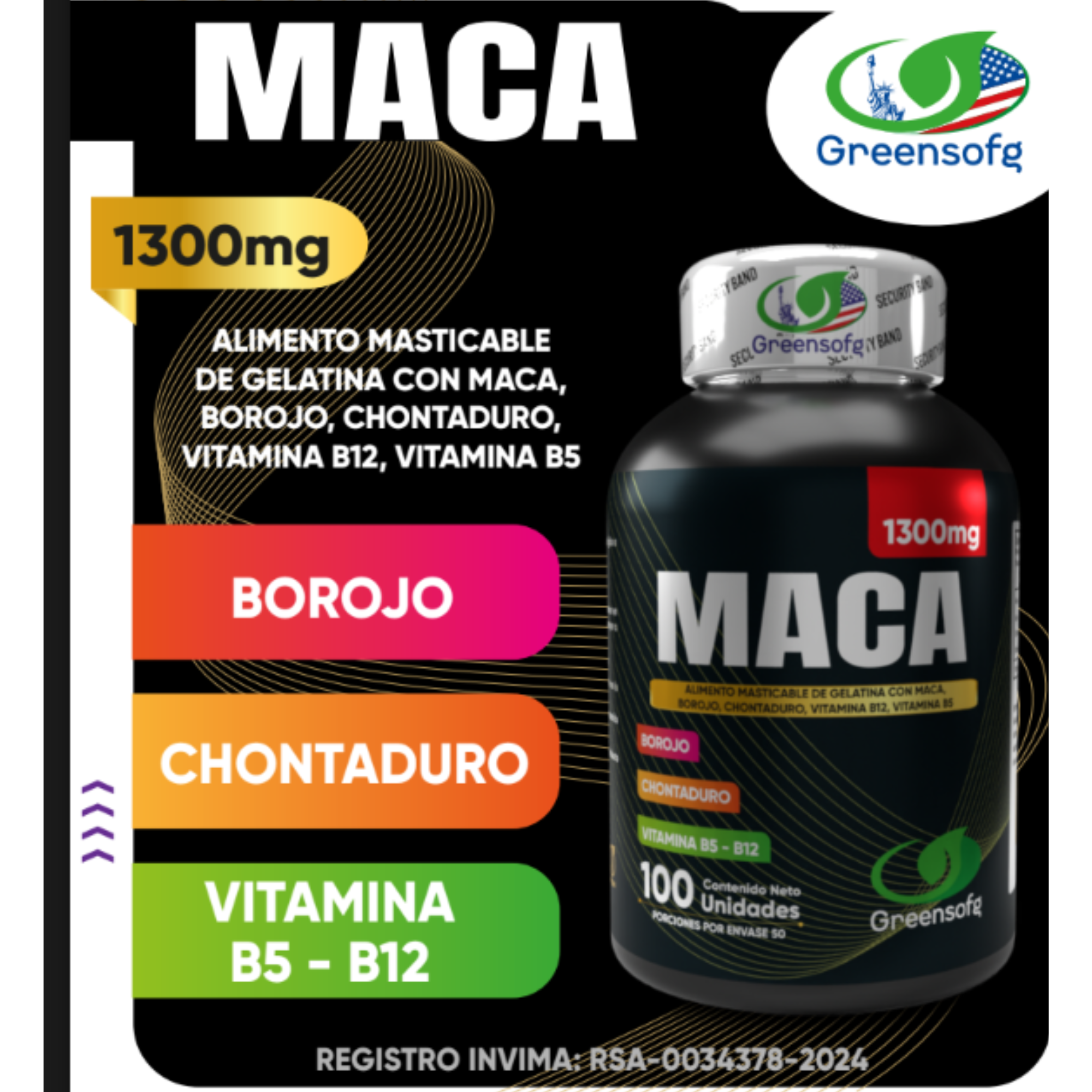 MACA GREEENSOFG 1300mg