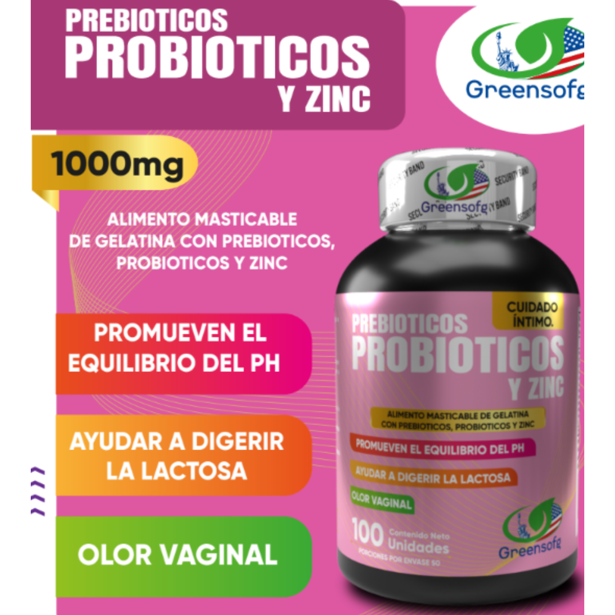 PREBIOTICOS PROBIOTICOS Y ZINC 100mg