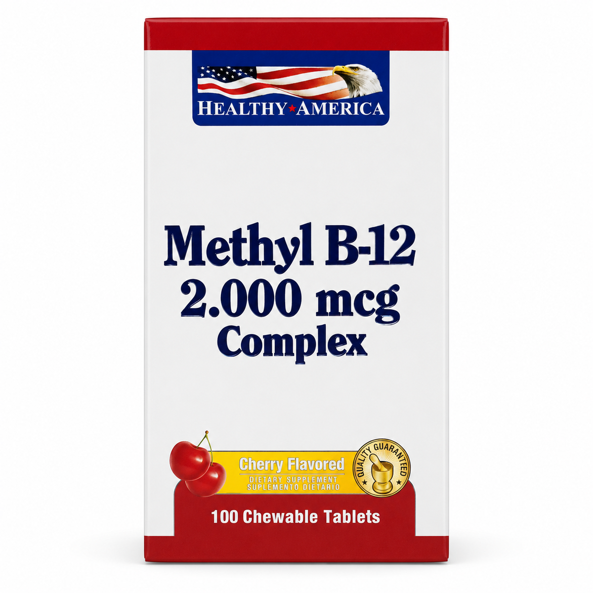 **Methyl B-12 2.000 mcg Complex – Healthy America, 100 tabletas masticables