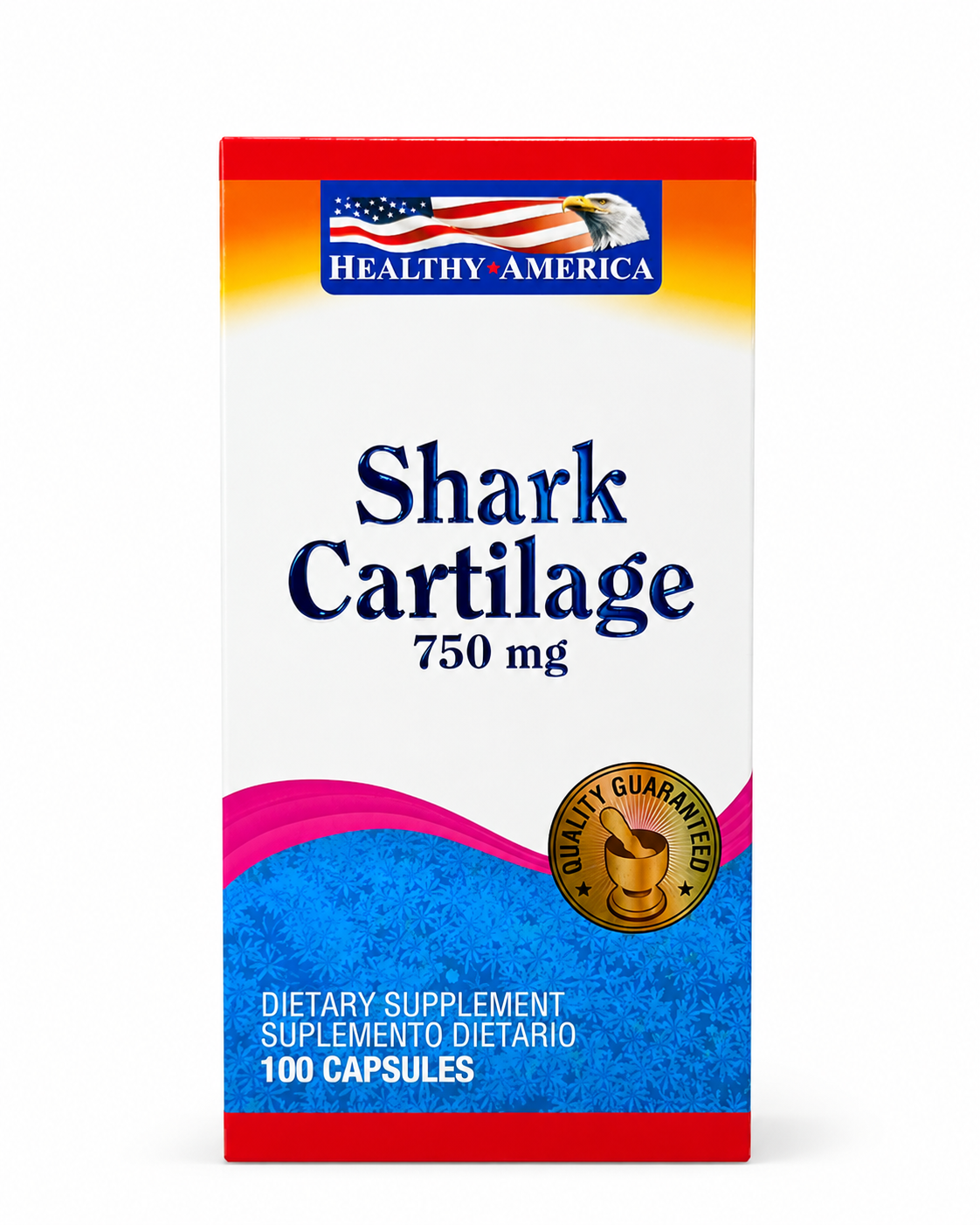 Shark Cartilage 750 mg de Healthy America  100 cápsulas.