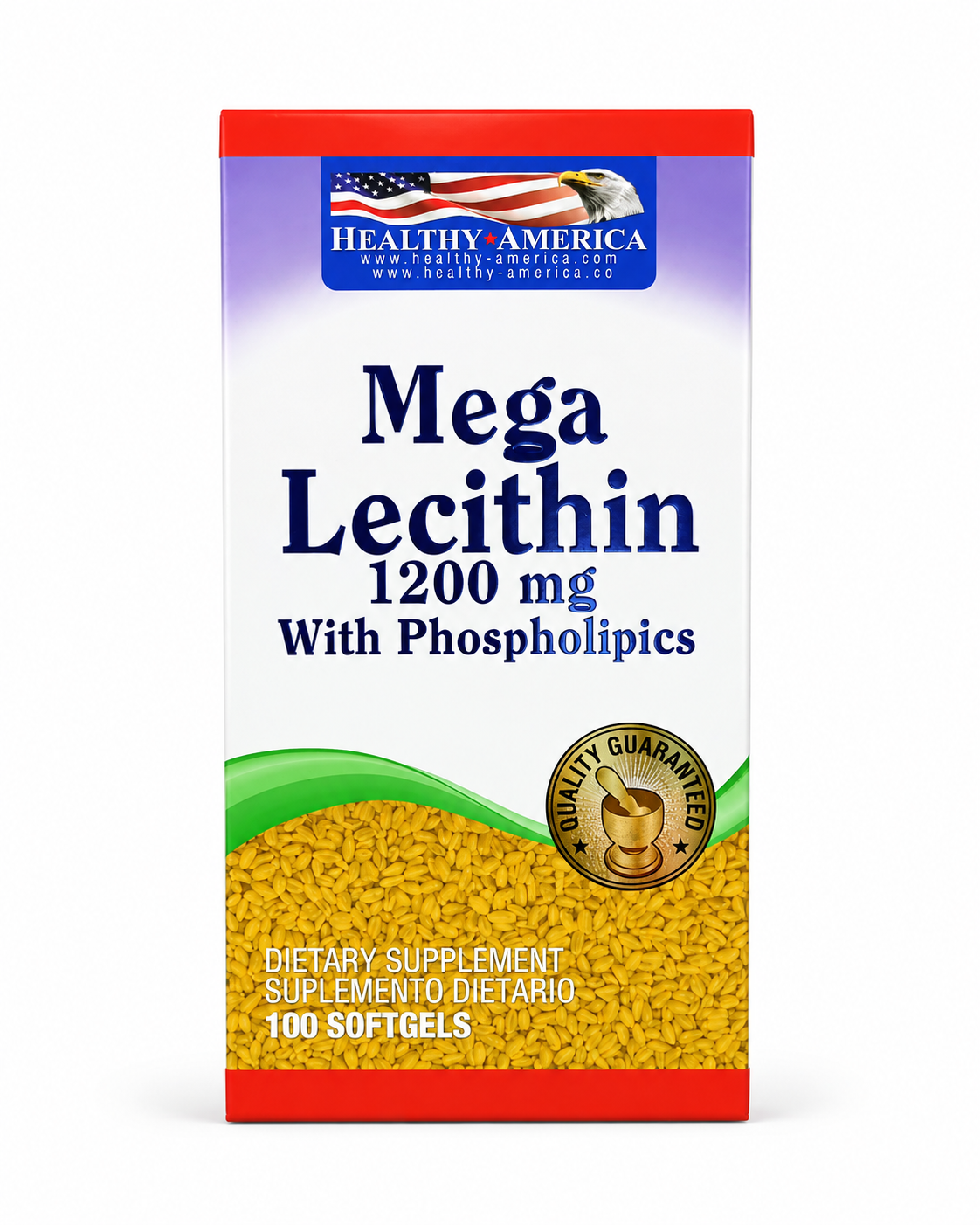 Mega Lecithin 1200 mg de Healthy America 100 cápsulas blandas